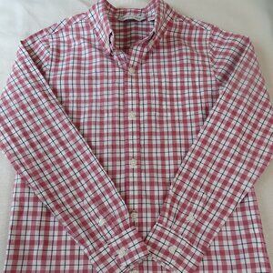 Janie and Jack Boys Button Down | Plaid | Navy/Red | Size 8